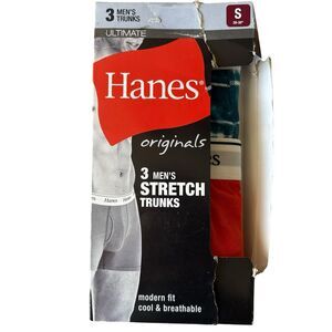 Hanes Men's Stretch Trunks SMALL 28-30 Cool Breathable 3 Pack Low Rise No-Ride
